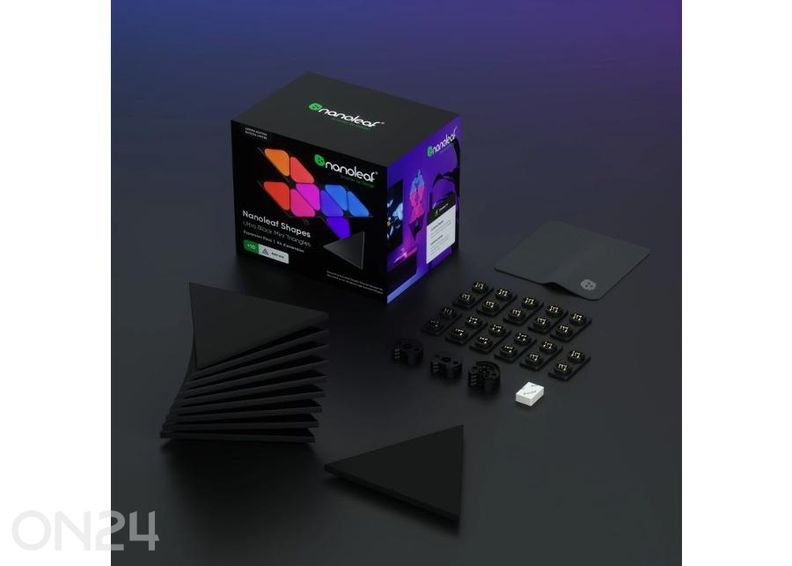 Nanoleaf Shapes Black Mini Triangles laienduskomplekt (10 paneeli), must suurendatud