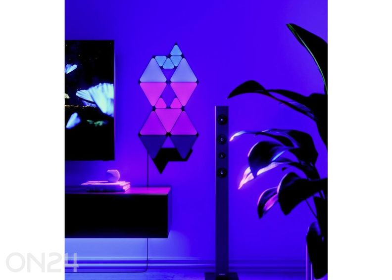 Nanoleaf Shapes Black Mini Triangles laienduskomplekt (10 paneeli), must suurendatud mõõdud