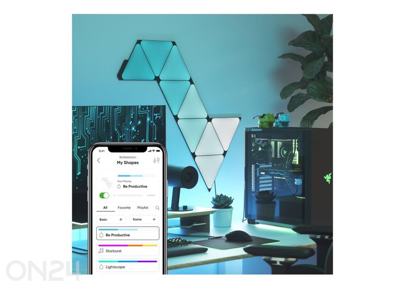 Nanoleaf Shapes Black Triangles laienduskomplekt (3 paneeli), must suurendatud