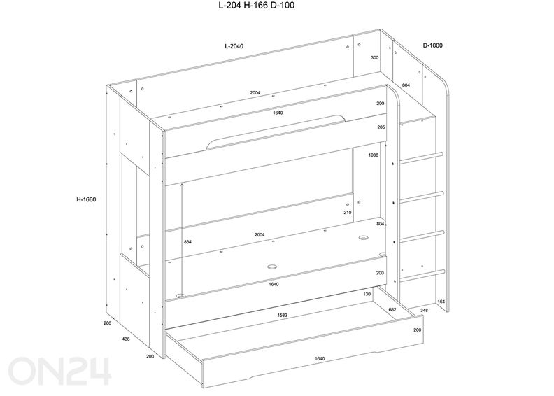 Narivoodi Blanc 80x200 cm suurendatud