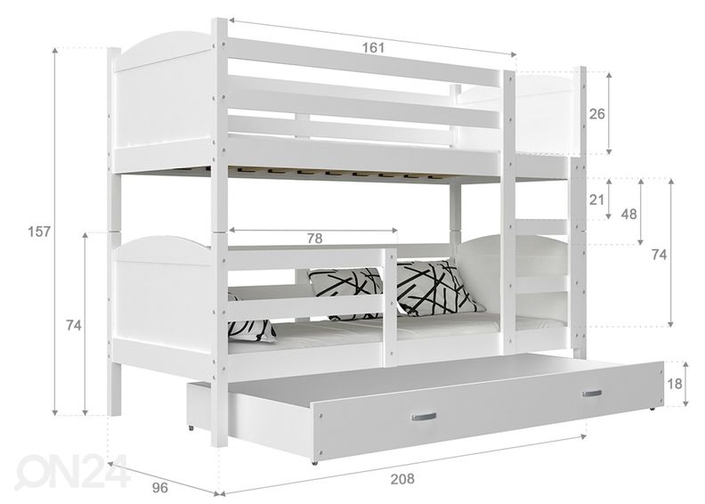 Narivoodi komplekt 90x200 cm suurendatud