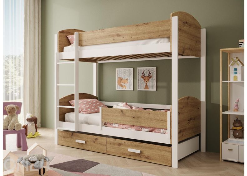 Narivoodi komplekt Jori madratsite ja turvapiirdega 90x200 cm suurendatud