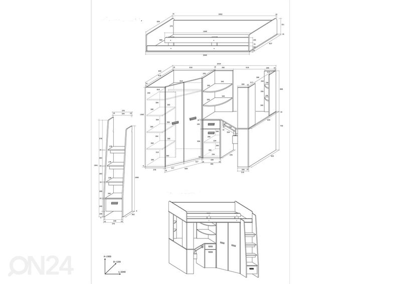 Narivoodi lauaga 80x200 cm suurendatud