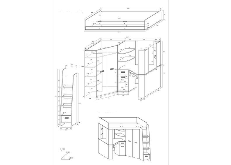 Narivoodi lauaga Castle II 80x200 cm suurendatud