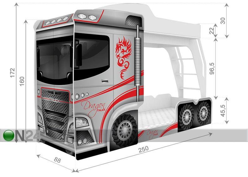 Narivoodi Mega Truck 80x190 cm suurendatud