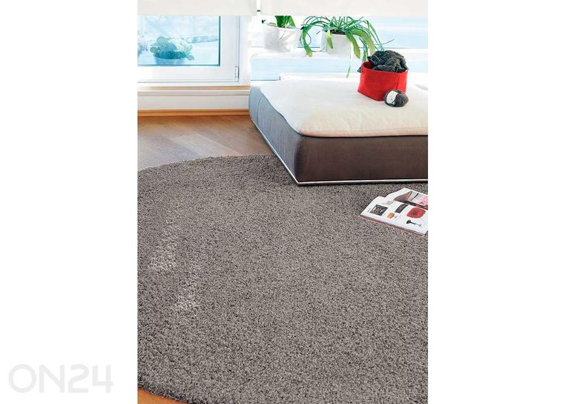 Narma kräsuline tuftingvaip Sweet™ greige ümar Ø 133 cm suurendatud