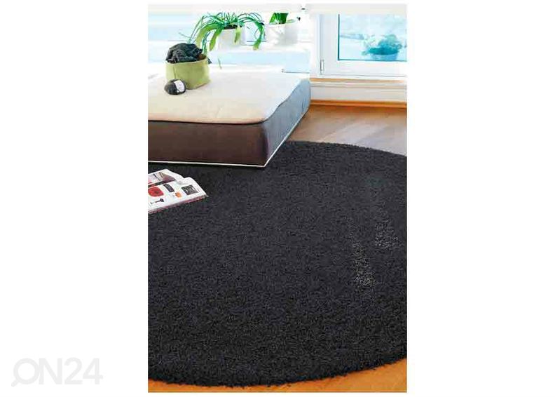Narma pikakarvaline vaip Spice™ black ümar Ø 133 cm suurendatud