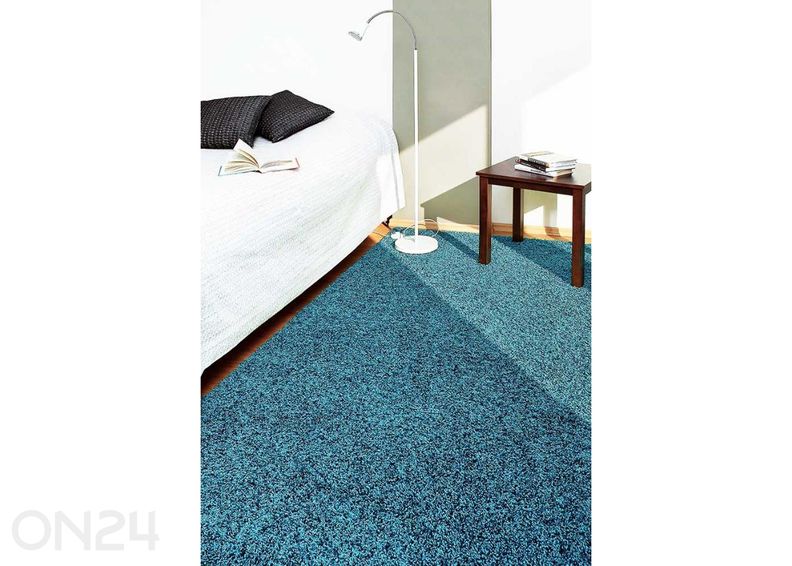 Narma pikakarvaline vaip Spice™ petrol ümar Ø 133 cm suurendatud