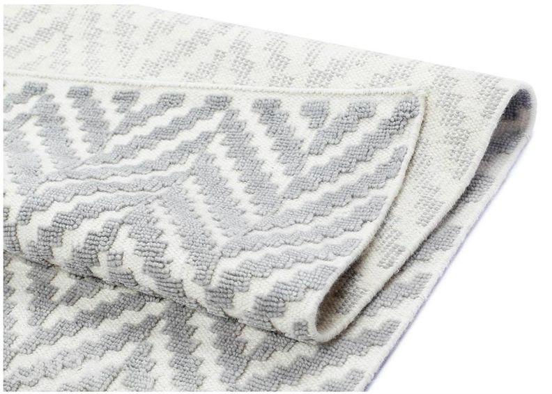 Narma villane käsikootud vaip Kuusamo white-grey 140x200 cm suurendatud