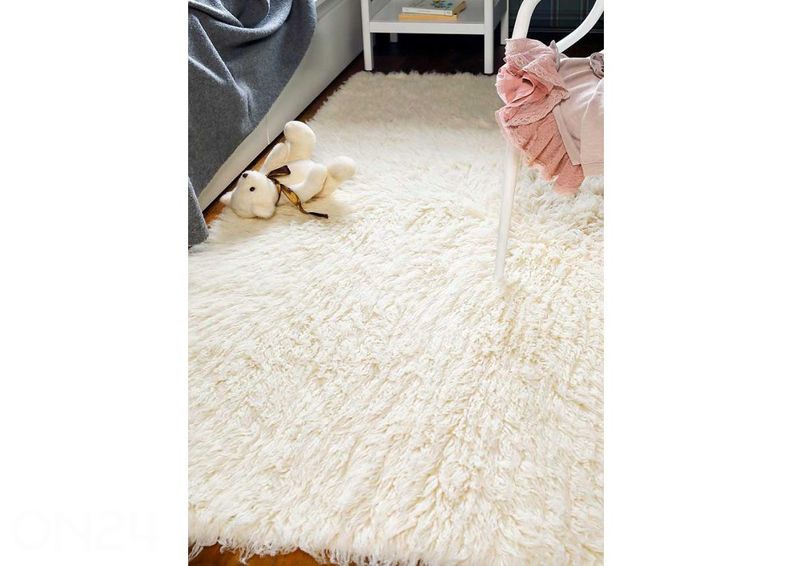 Narma villane vaip Flokati white 90x160 cm suurendatud