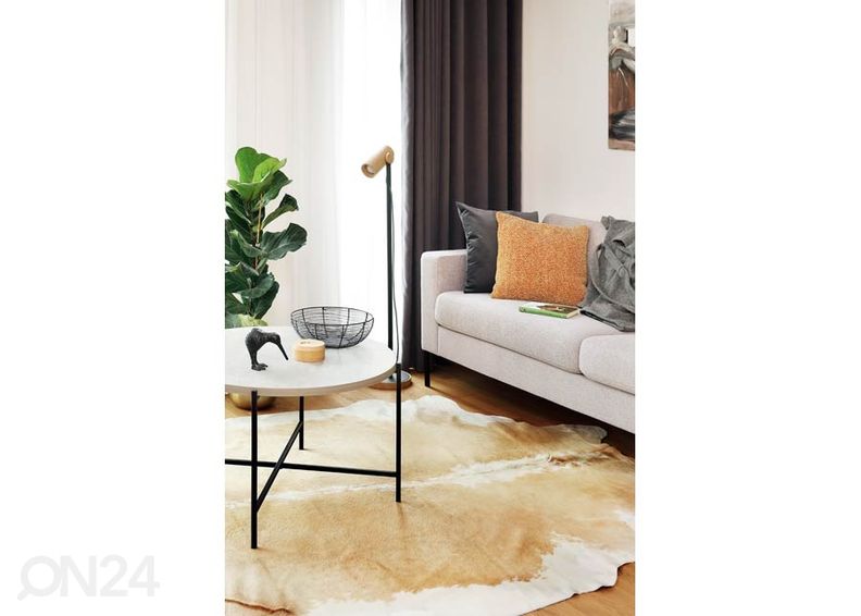 Naturaalne veisenahk beige-white 200x210 cm suurendatud
