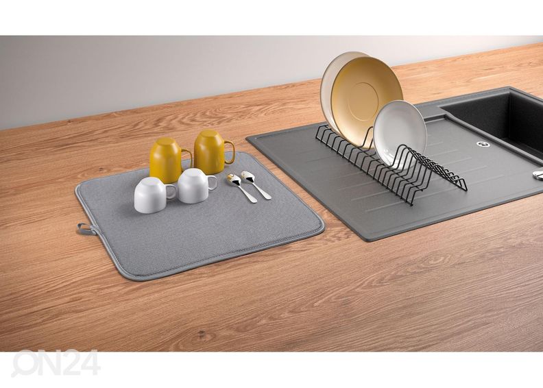 Nõudekuivatusrest alusmatiga Drytex, 45x40x7 cm, must suurendatud