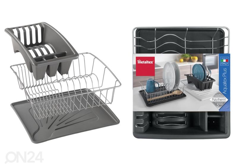 Nõudekuivatusrest Aquatex Plus, 35x30x12 cm, hõbe suurendatud