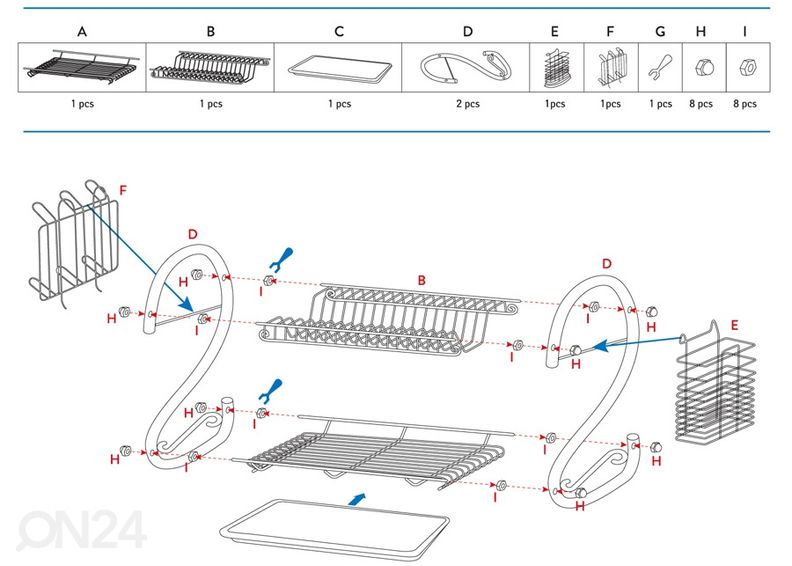 Nõudekuivatusrest Tatkraft Helga suurendatud