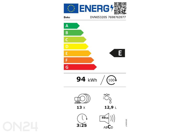 Nõudepesumasin Beko DVN05320S suurendatud