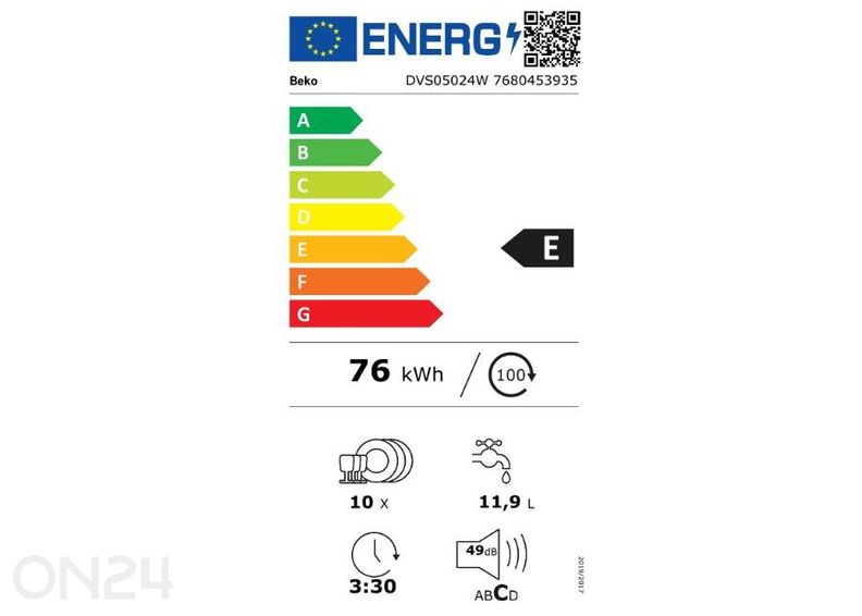 Nõudepesumasin Beko DVS05024W suurendatud