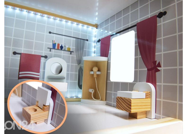 Nukumaja + mööbel 78 cm LED tuledega suurendatud