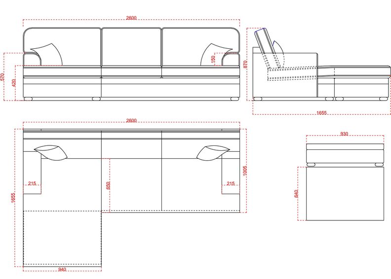 Nurgadiivan Alabama vahetatava poolsusega suurendatud