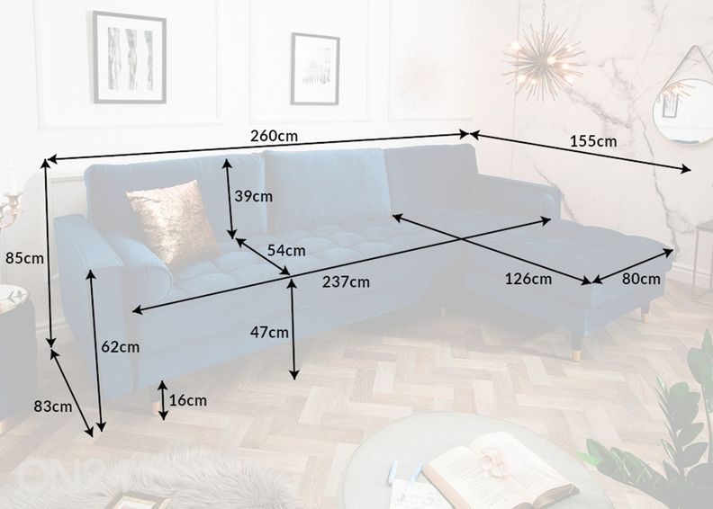 Nurgadiivan Velvet II suurendatud
