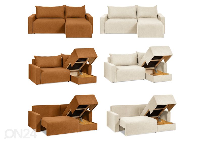 Nurgadiivanvoodi pesukastidega Palermo suurendatud