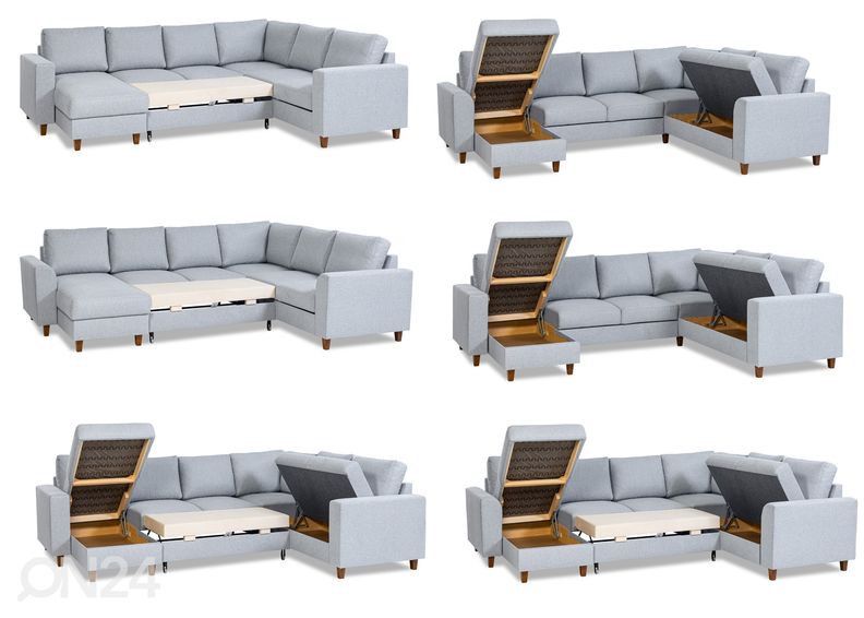 Nurgadiivanvoodi pesukastiga Renate XL suurendatud