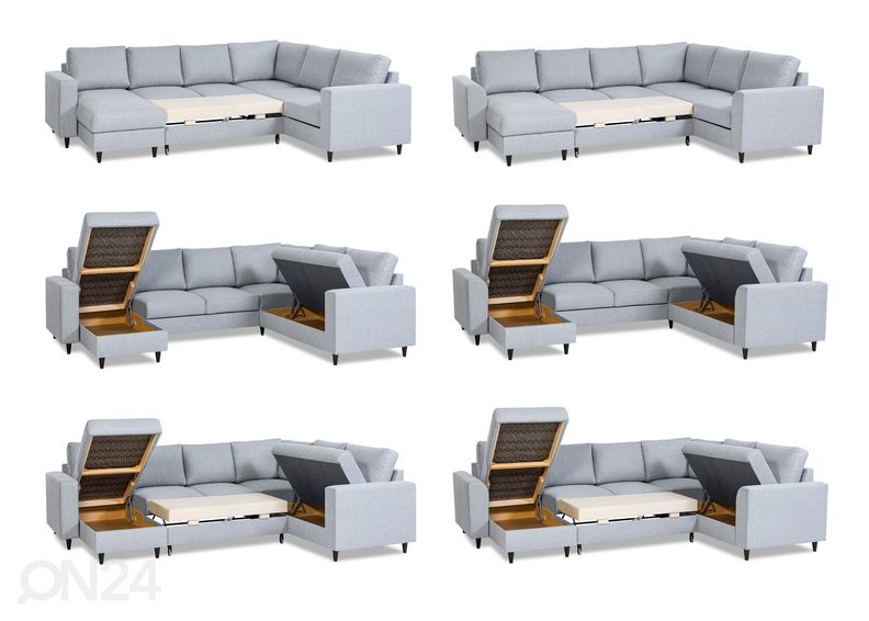 Nurgadiivanvoodi pesukastiga Renate XL suurendatud