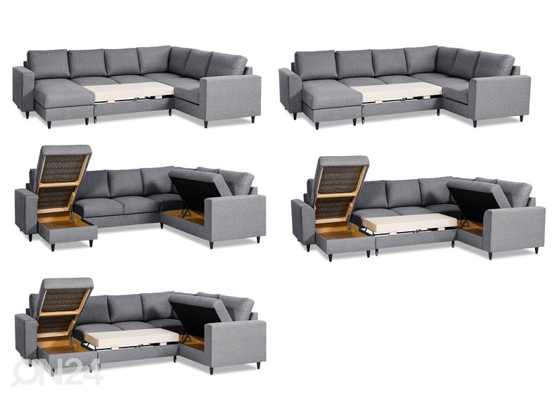 Nurgadiivanvoodi pesukastiga Renate XL suurendatud