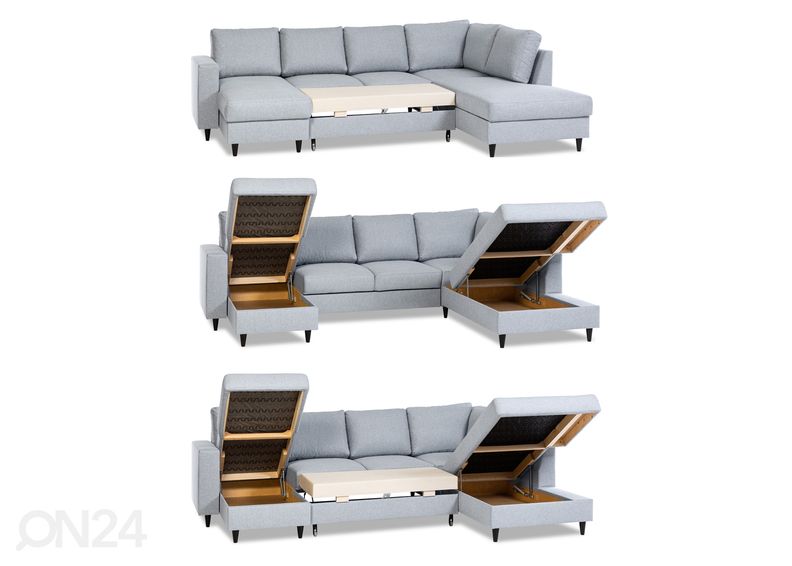 Nurgadiivanvoodi pesukastiga Renate XXL suurendatud