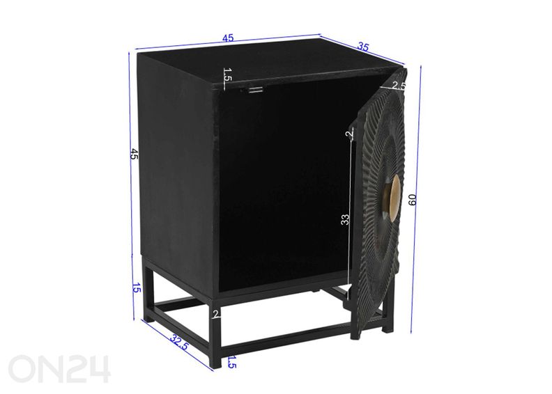 Öökapp Black Smooth 45 cm suurendatud