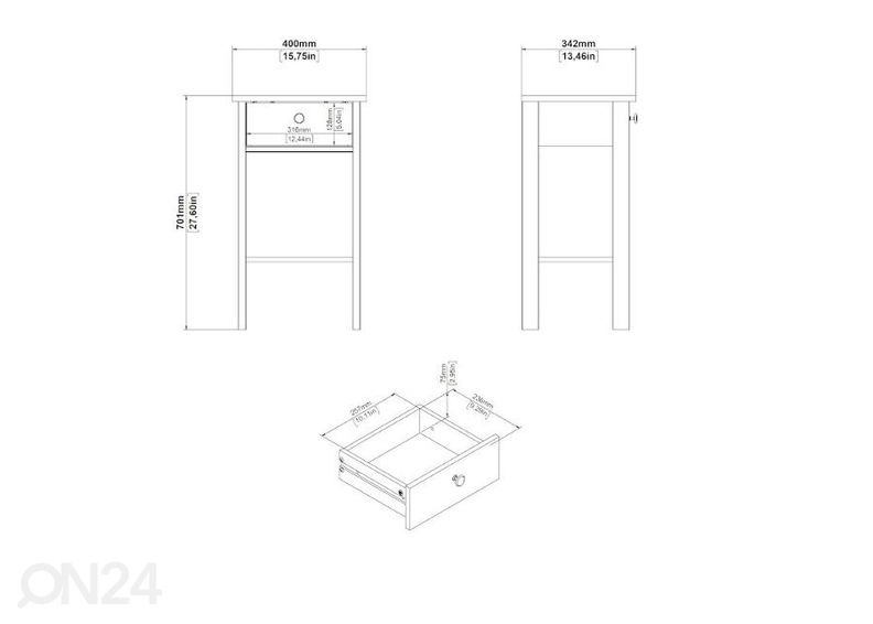 Öökapp Madrid 40 cm suurendatud