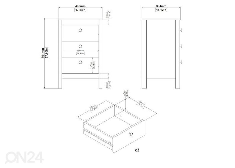 Öökapp Madrid 44 cm suurendatud