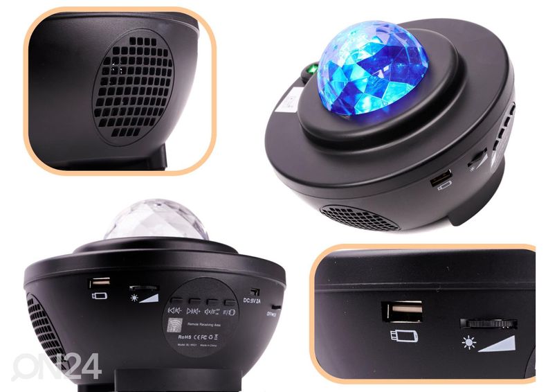 Öölamp / kõlar Täheprojektor LED suurendatud