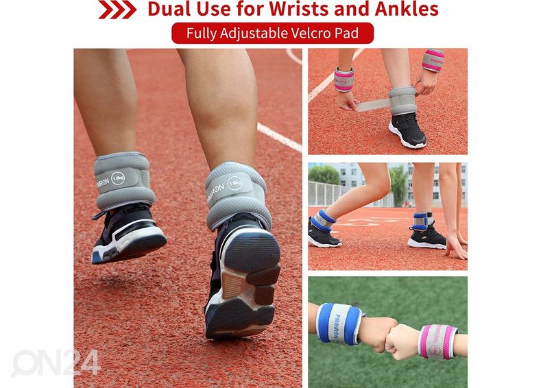 Pahkluu/randme raskused ProIron, 2 kg, 2 tk, must suurendatud