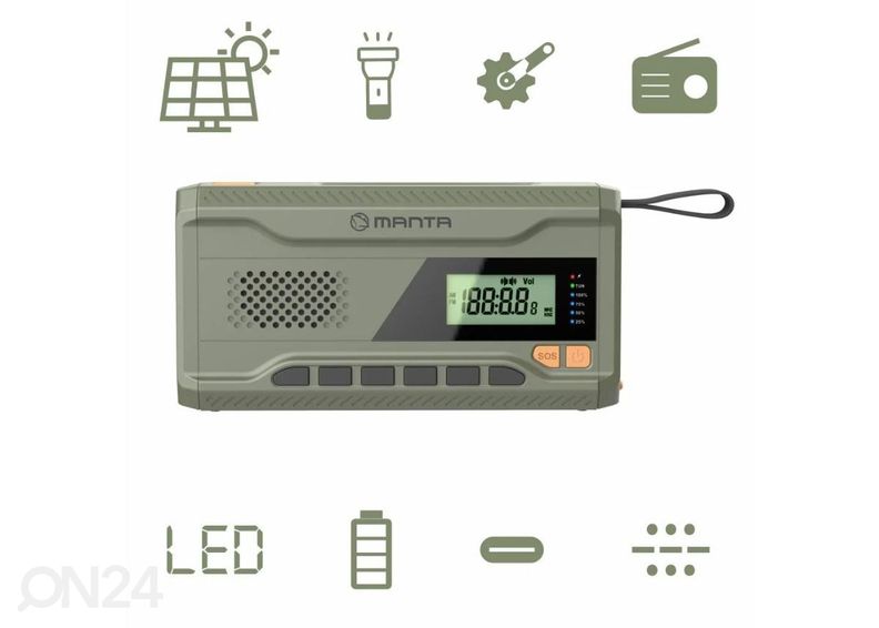 Päikesepatarei ja dünamoga raadio Manta RDI401G suurendatud