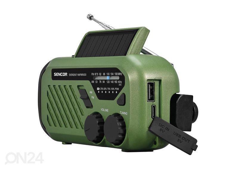 Päikesepatarei ja dünamoga raadio Sencor SRD1000SCLGR suurendatud