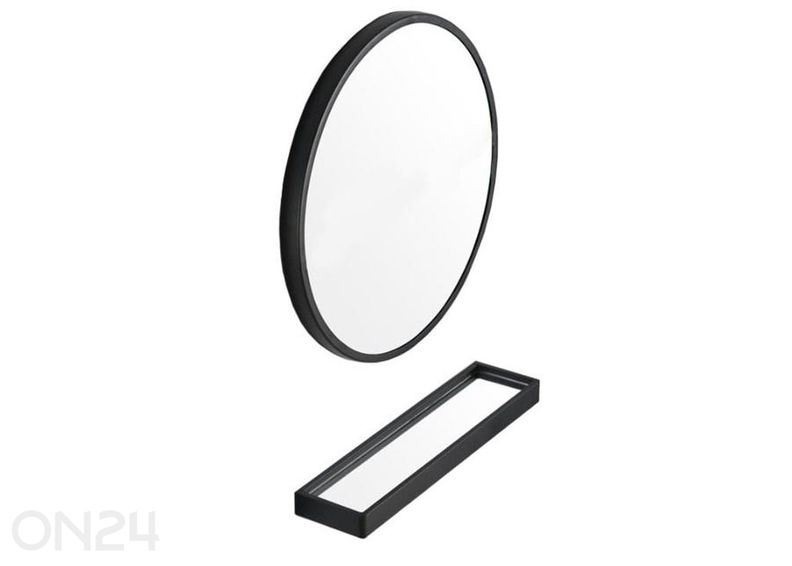 Peegel riiuliga 80 cm, must suurendatud