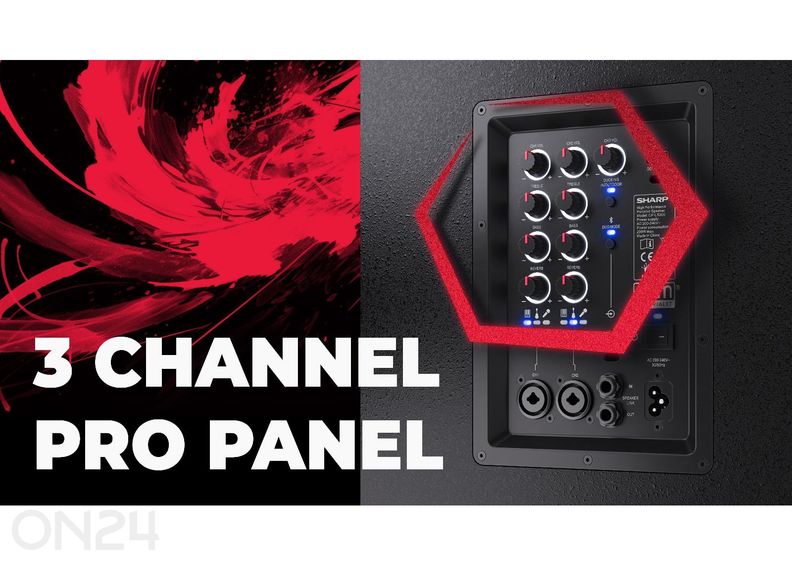 Peokõlar Sharp SUMOBOX Pro, 200W RMS, IPX4, must suurendatud