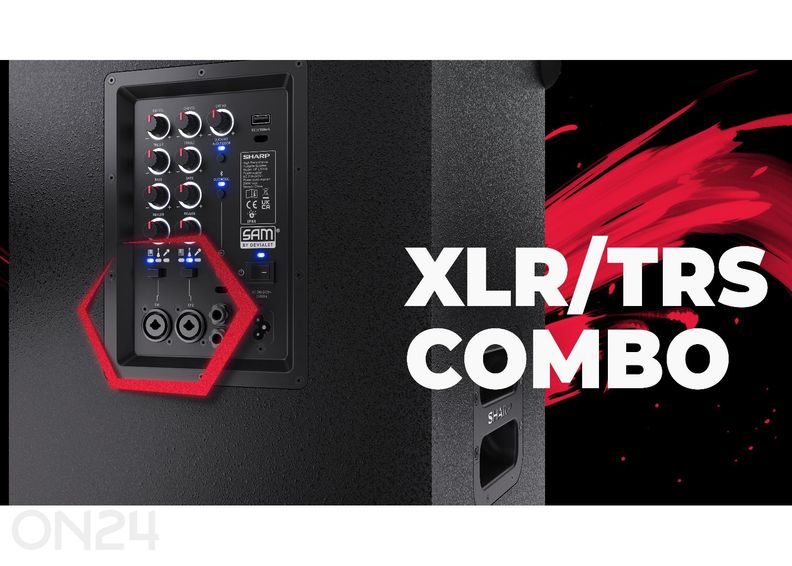 Peokõlar Sharp SUMOBOX Pro, 200W RMS, IPX4, must suurendatud