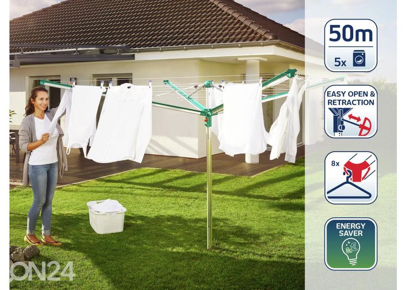 Pesukarussell Linomatic 500 Deluxe kattega Leifheit suurendatud