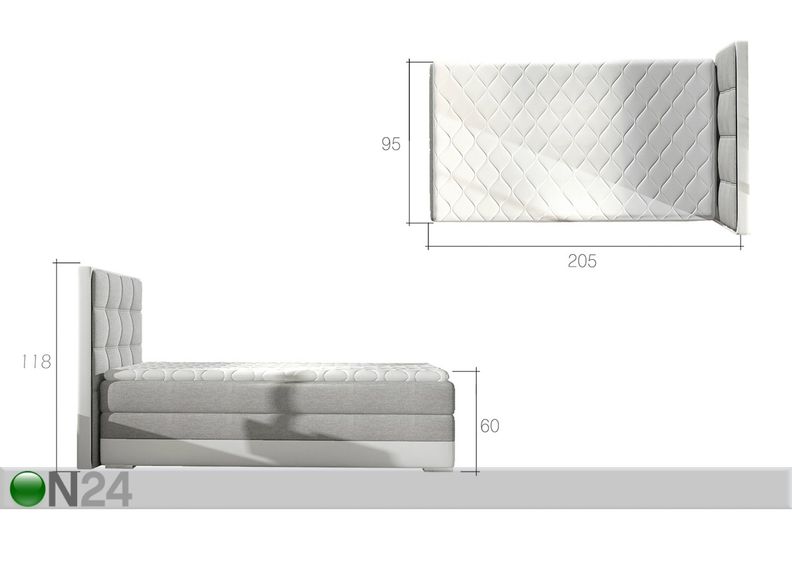 Pesukastiga kontinentaalvoodi Kevin 90x200 cm suurendatud