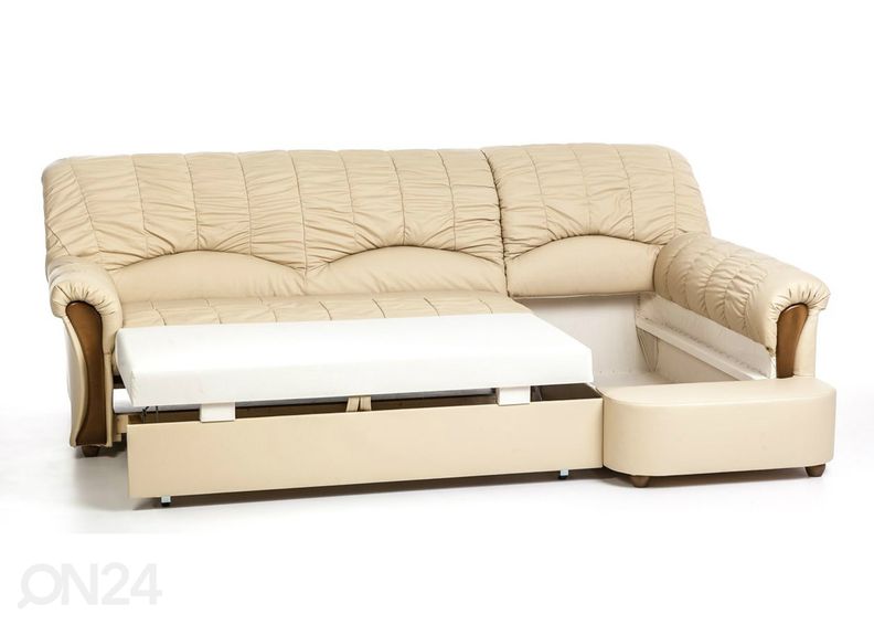 Pesukastiga nahast nurgadiivanvoodi suurendatud