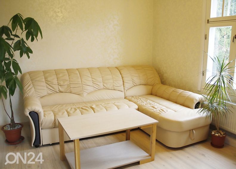 Pesukastiga nahast nurgadiivanvoodi suurendatud