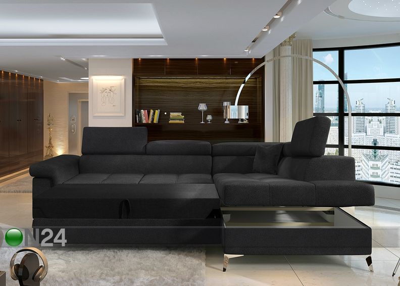 Pesukastiga nurgadiivanvoodi suurendatud