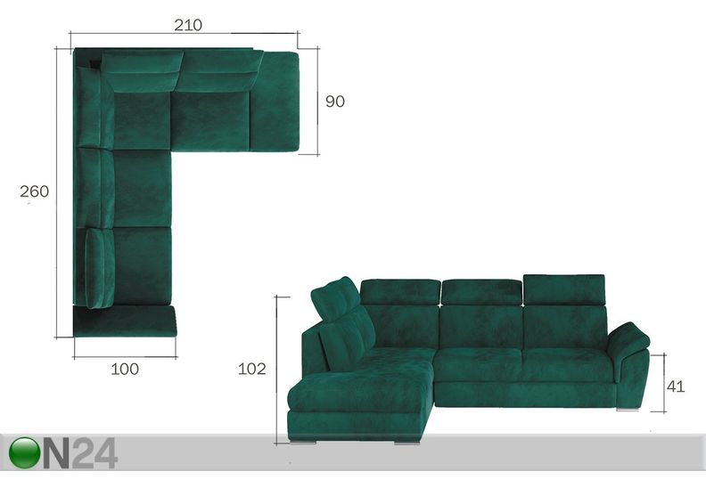 Pesukastiga nurgadiivanvoodi suurendatud