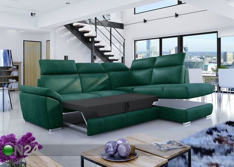 Pesukastiga nurgadiivanvoodi suurendatud