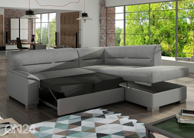 Pesukastiga nurgadiivanvoodi suurendatud