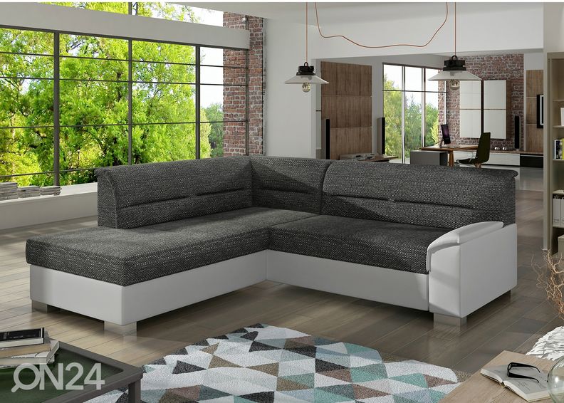 Pesukastiga nurgadiivanvoodi suurendatud