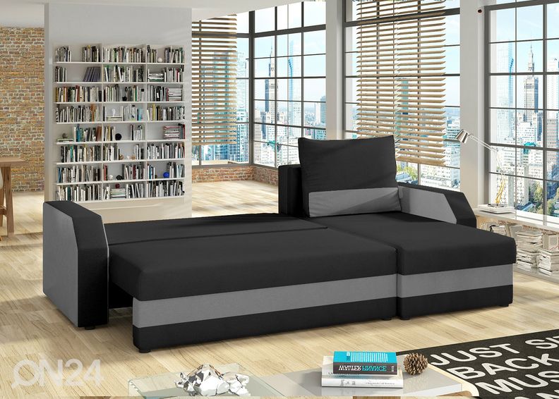 Pesukastiga nurgadiivanvoodi suurendatud