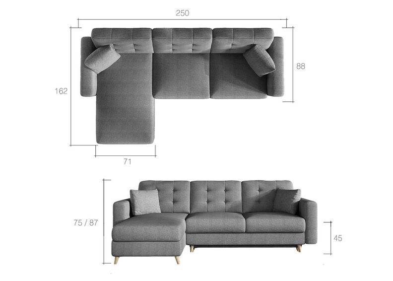 Pesukastiga nurgadiivanvoodi suurendatud