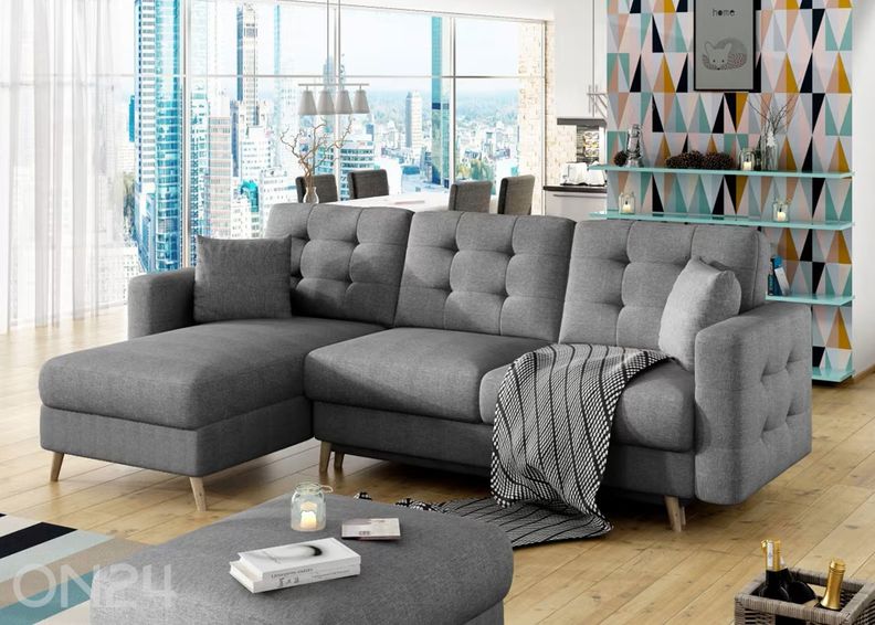 Pesukastiga nurgadiivanvoodi suurendatud